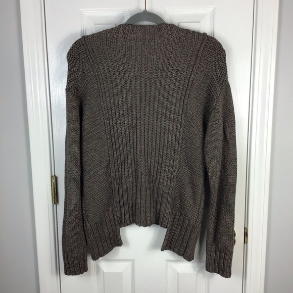 Pistola Drea Brown Ribbed Sweater Women Size XS V Neck Chunky Knit - Picture 5 of 5